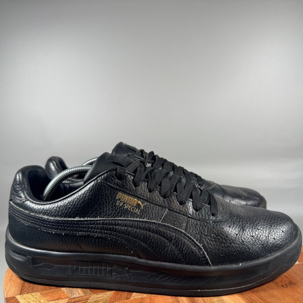 Puma GV Special Mens Black Tumbled Leather Low Top Sneakers 366613-02 Size 12